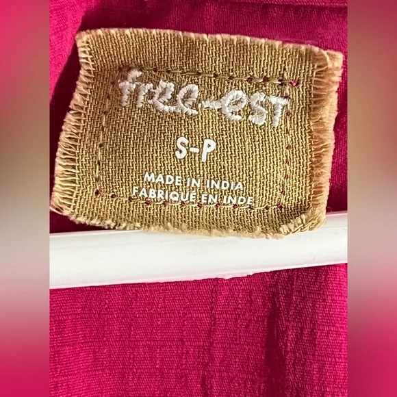 Free People Forever fancy Hot Pink Mini Dress Tie sides with buttons Size S NWT - Picture 11 of 11